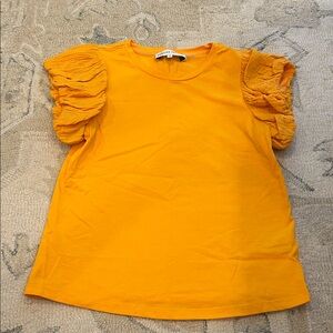 English Factory Vibrant Orange Ruffle Sleeve Tee